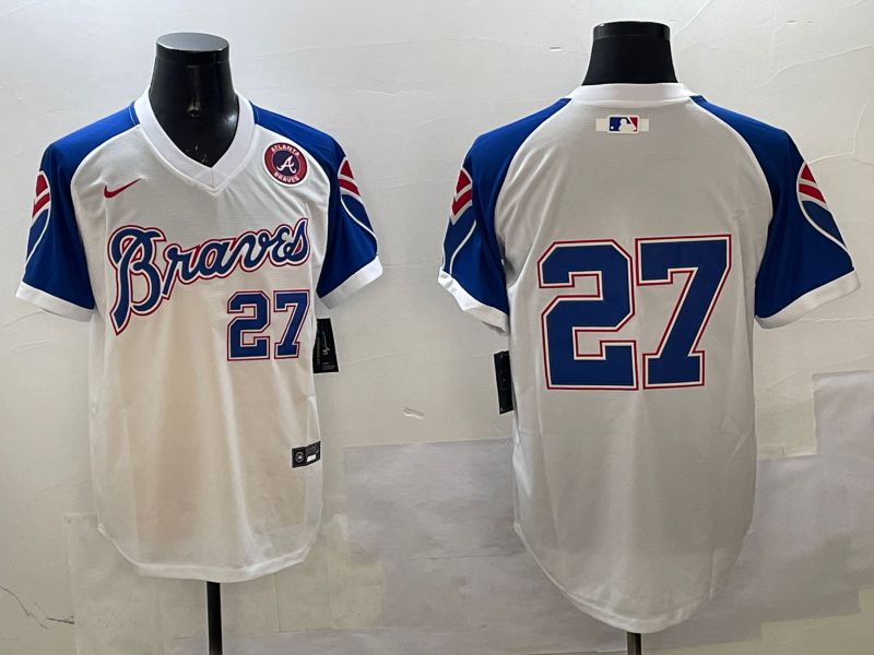 Men Atlanta Braves #27 No Name White Throwback Game 2025 Nike MLB Jersey style 2->atlanta braves->MLB Jersey